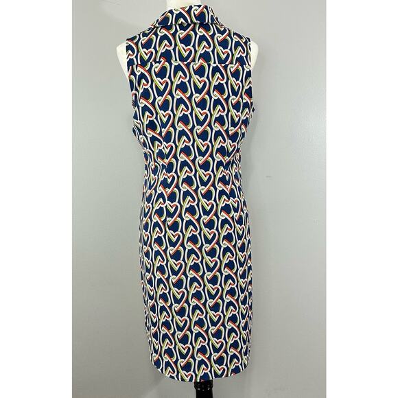 CAbi 5370 Amour Hola Collection Blue Interlocking Hearts Shirt Dress Sz S - Picture 4 of 11